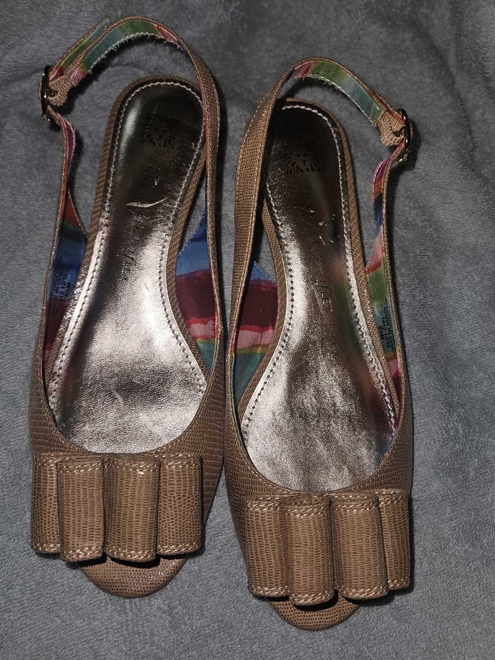 Anne Klein iflex Peep-Toe Slingbacks with Decorative Front Pleats